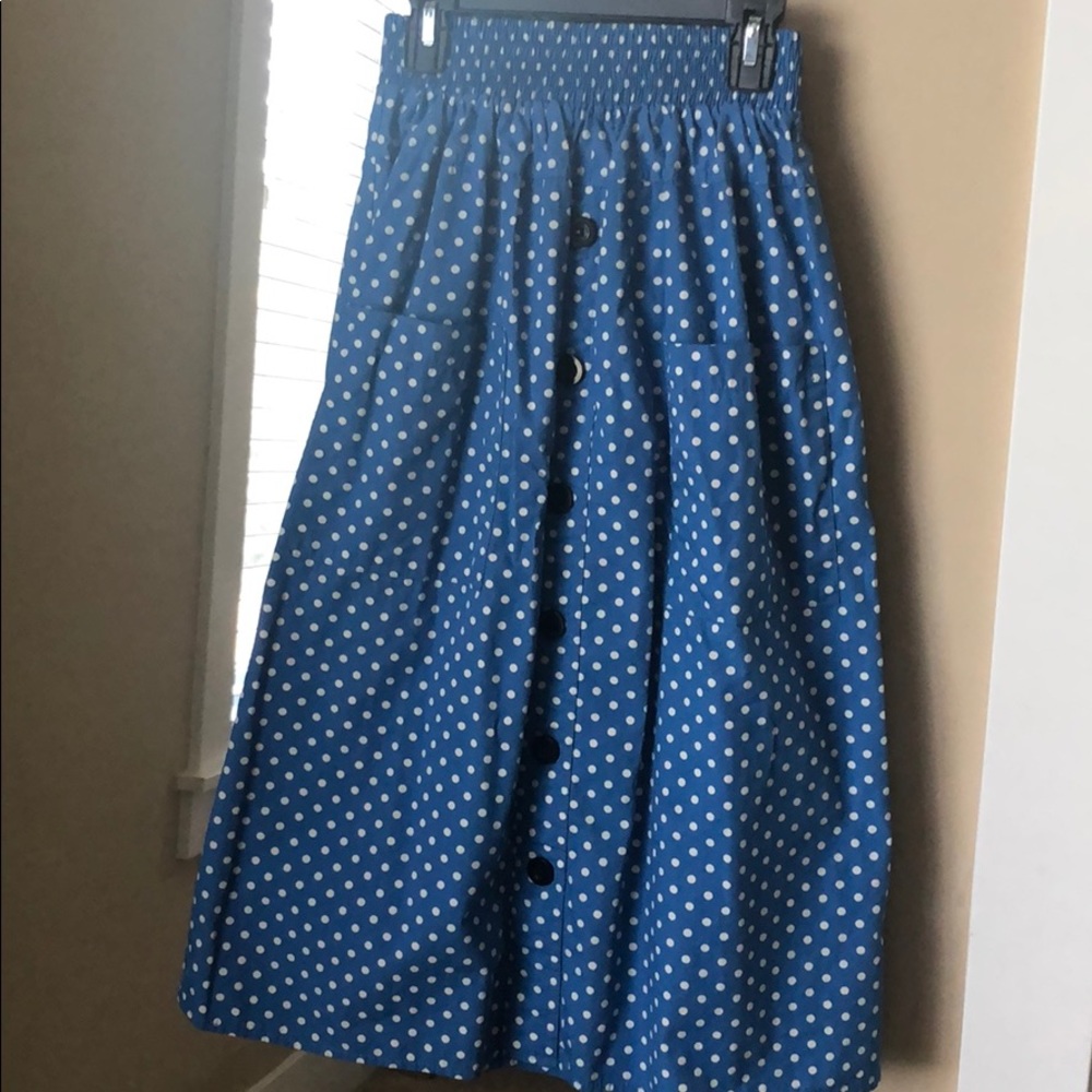 Blue polka dot skirt